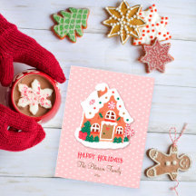 prettige feestdagen Cute Pink Snowy Gingerbrood Ho