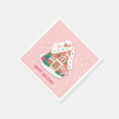 prettige feestdagen Cute Pink Snowy Gingerbrood Ho Servet (Hoek)