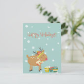 prettige feestdagen! Cute Reindeer - Kerstmis Briefkaart (Staand voorkant)