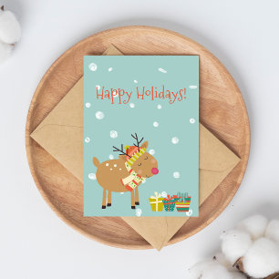 prettige feestdagen! Cute Reindeer - Kerstmis Briefkaart