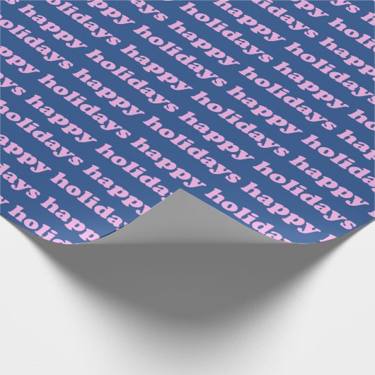 prettige feestdagen | Cute Retro Typography Pink B Cadeaupapier (Hoek)