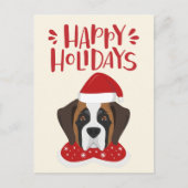 prettige feestdagen - Cute Saint Bernard Kerstmis Briefkaart (Voorkant)