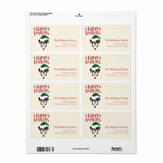 prettige feestdagen - Cute Santa Boxer - Kerstmis Etiket (Full Sheet)