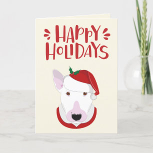 prettige feestdagen - Cute Santa Bull Terrier Kaart