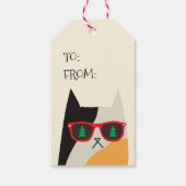 prettige feestdagen! Cute Santa Cat Cartoon - Kers Cadeaulabel (Achterkant)