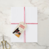 prettige feestdagen! Cute Santa Cat Cartoon - Kers Cadeaulabel (Met Touw)