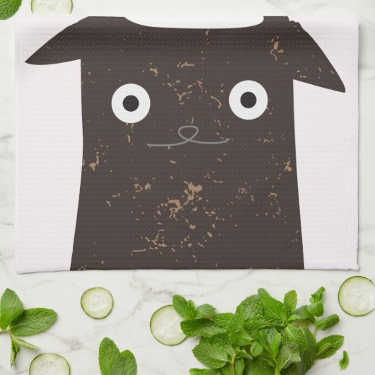 prettige feestdagen! Cute Santa Cat Cartoon - Kers Theedoek (Gevouwen)