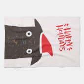 prettige feestdagen! Cute Santa Cat Cartoon - Kers Theedoek (Horizontaal)