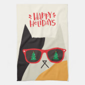 prettige feestdagen! Cute Santa Cat Cartoon - Kers Theedoek (Verticaal)