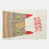 prettige feestdagen! Cute Santa Cat Cartoon - Kers Theedoek (Horizontaal)