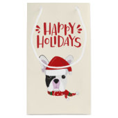 prettige feestdagen - Cute Santa Frenchie - Kerstm Klein Cadeauzakje (Achterkant)