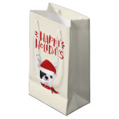 prettige feestdagen - Cute Santa Frenchie - Kerstm Klein Cadeauzakje (Voorkant Gekanteld)