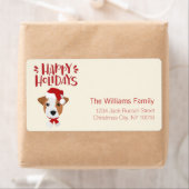 prettige feestdagen - Cute Santa Jack Russell Kers Etiket (Insitu)