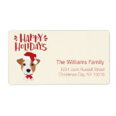 prettige feestdagen - Cute Santa Jack Russell Kers Etiket (Voorkant)