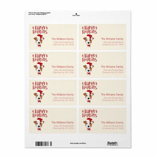 prettige feestdagen - Cute Santa Jack Russell Kers Etiket (Full Sheet)