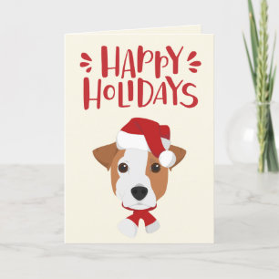 prettige feestdagen - Cute Santa Jack Russell Kers Kaart