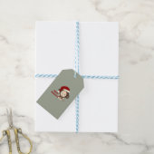 prettige feestdagen Cute Santa Monkey Cadeaulabel (Met Touw)