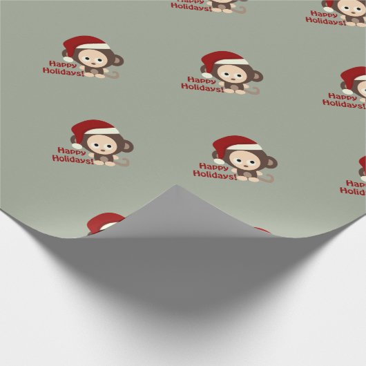 prettige feestdagen Cute Santa Monkey Cadeaupapier (Hoek)