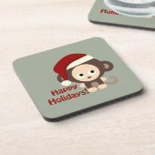 prettige feestdagen! Cute Santa Monkey Drankjes Onderzetter (Linkerzijde)