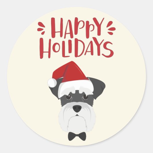 prettige feestdagen - Cute Schnauzer Kerstmis Ronde Sticker (Voorkant)