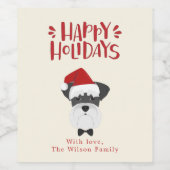 prettige feestdagen - Cute Schnauzer Kerstmis Wijn Etiket (Enkel label)