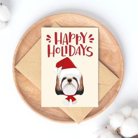 prettige feestdagen - Cute Shih Tzu Kerstmis Briefkaart