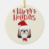 prettige feestdagen - Cute Shih Tzu Kerstmis Keramisch Ornament (Voorkant)