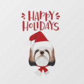 prettige feestdagen - Cute Shih Tzu Kerstmis Raamsticker (Vel)