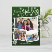 prettige feestdagen Cute Snowflake Rustic 3 Foto's Kaart (Staand voorkant)