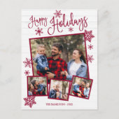 prettige feestdagen Cute Snowflake Rustic 4 Foto's Briefkaart (Voorkant)