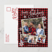 prettige feestdagen Cute Snowflake Rustic 4 Foto's Briefkaart (Voorkant / Achterkant)