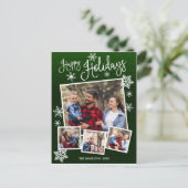prettige feestdagen Cute Snowflake Rustic 4 Foto's Briefkaart (Staand voorkant)