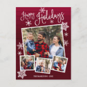 prettige feestdagen Cute Snowflake Rustic 4 Foto's Briefkaart (Voorkant)