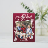 prettige feestdagen Cute Snowflake Rustic 4 Foto's Briefkaart (Staand voorkant)
