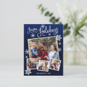 prettige feestdagen Cute Snowflake Rustic 4 Foto's Briefkaart (Staand voorkant)