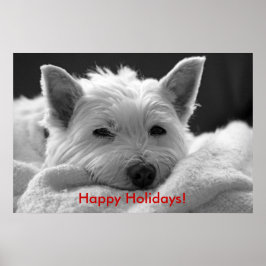 prettige feestdagen - Cute Westie Dog Poster