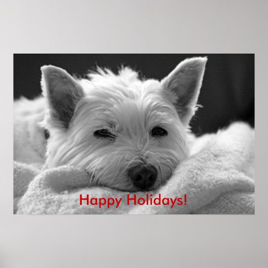 prettige feestdagen - Cute Westie Dog Poster (Voorkant)