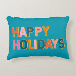 prettige feestdagen Cute Whimsical Typography Blue Accent Kussen
