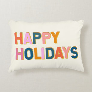 prettige feestdagen Cute Whimsical Typography Colo Accent Kussen
