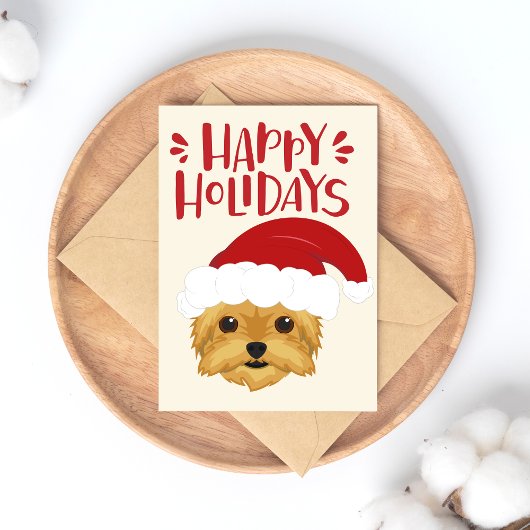 prettige feestdagen - Cute Yorkshire Terrier Kerst Briefkaart