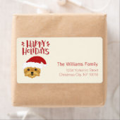 prettige feestdagen - Cute Yorkshire Terrier Kerst Etiket (Insitu)