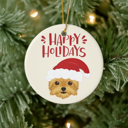 prettige feestdagen - Cute Yorkshire Terrier Kerst Keramisch Ornament (Boom)