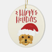 prettige feestdagen - Cute Yorkshire Terrier Kerst Keramisch Ornament (Links)