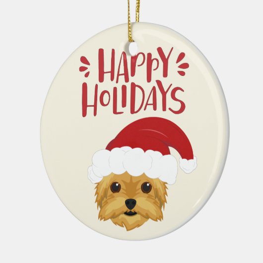 prettige feestdagen - Cute Yorkshire Terrier Kerst Keramisch Ornament (Links)
