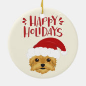prettige feestdagen - Cute Yorkshire Terrier Kerst Keramisch Ornament (Achterkant)