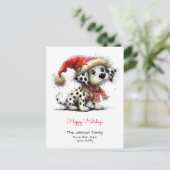 Prettige feestdagen Dalmatische puppy in een Santa Briefkaart (Staand voorkant)