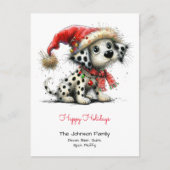 Prettige feestdagen Dalmatische puppy in een Santa Briefkaart (Voorkant)