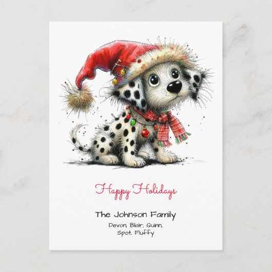 Prettige feestdagen Dalmatische puppy in een Santa Briefkaart (Voorkant)