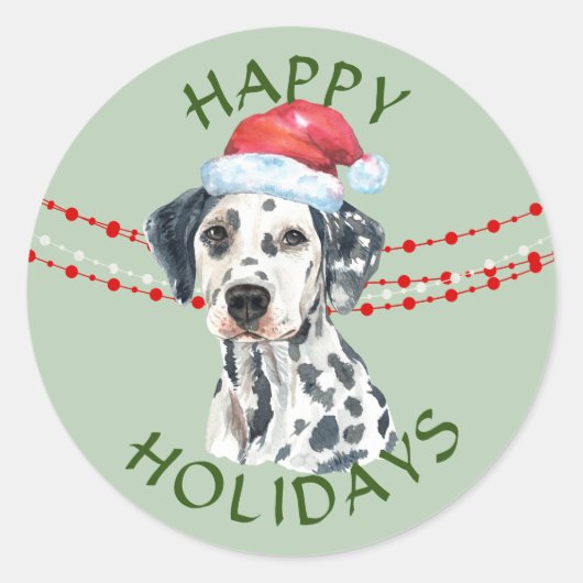 Prettige feestdagen Dalmatische Santa Hat Ronde Sticker (Voorkant)