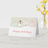 prettige feestdagen Dansende Snowman kerstboom Kaart (Gele Bloem)